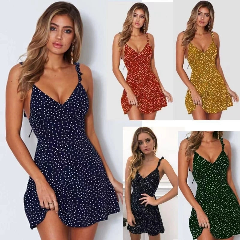 Summer Polka Dot V-Neck Dress