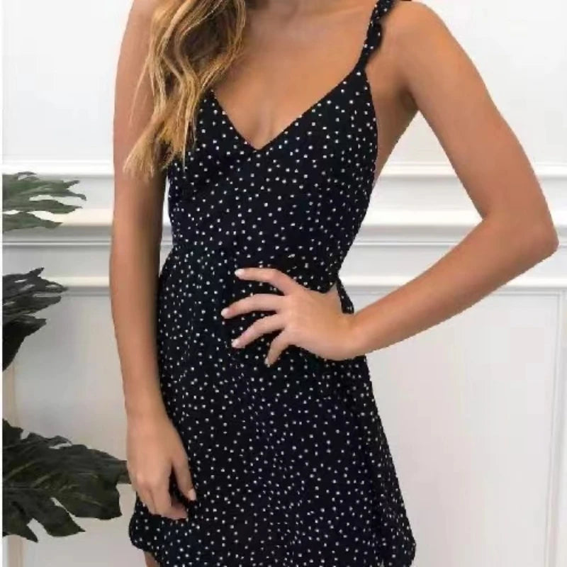 Summer Polka Dot V-Neck Dress