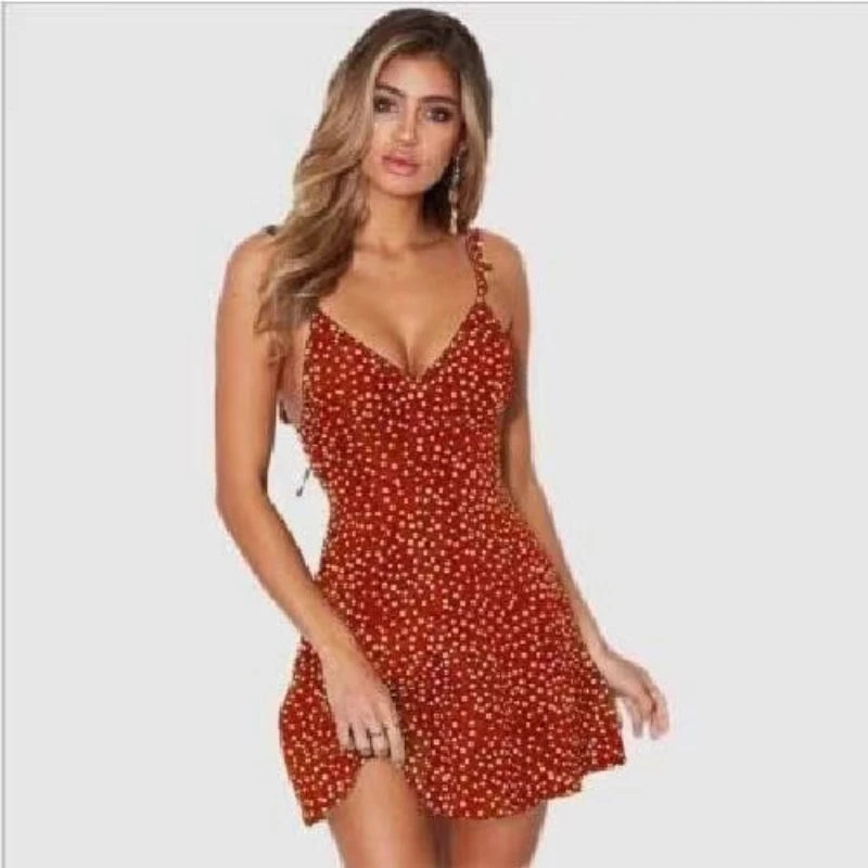 Summer Polka Dot V-Neck Dress